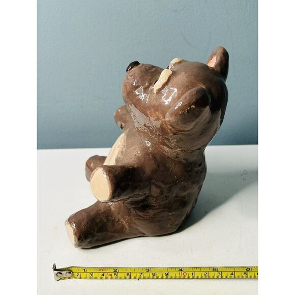 Vintage 6” Tall Brown Bear Figurine Hand Painted Signed 1981 Door Stopper Heavy - Picture 9 of 11
